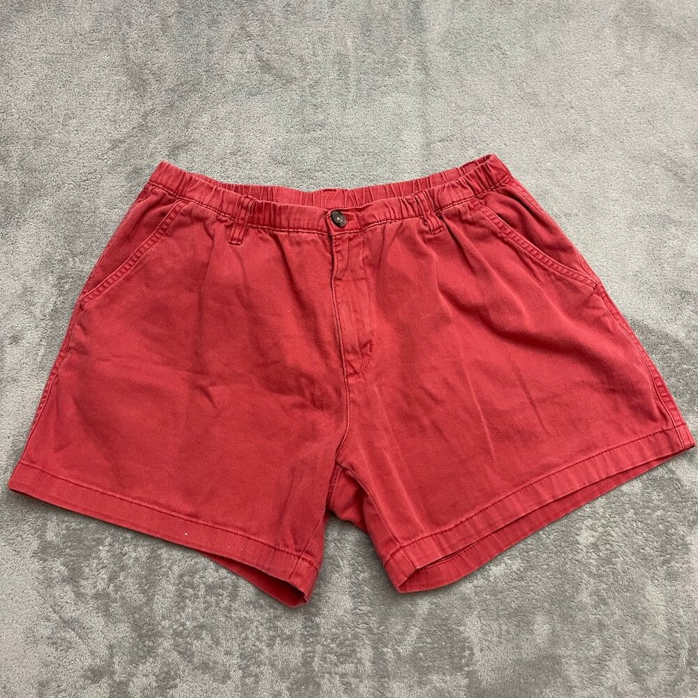 Bear Bottom Shorts Mens Large 5.5" Red Stretch Chino Elastic Waist Dad